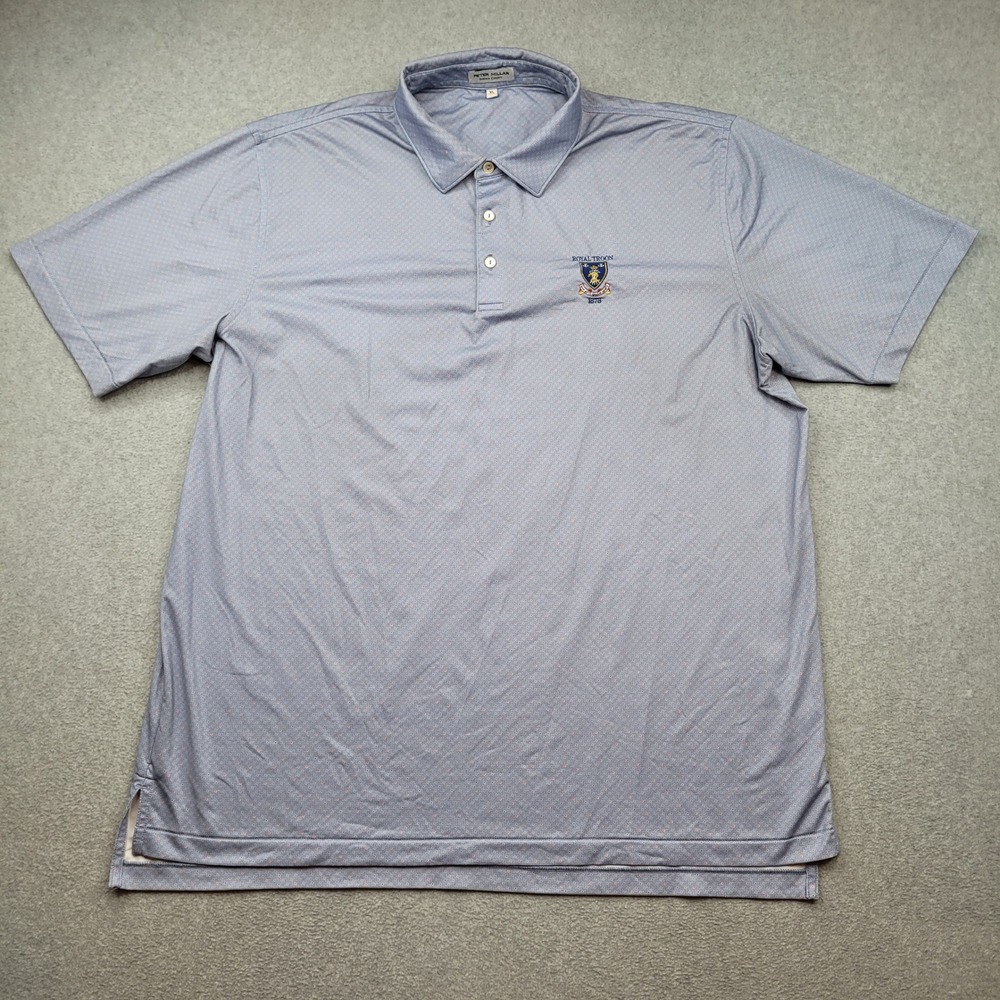 Peter Millar Polo Mens XL Blue Royal Troon Golf Summer Comfort Short Sleeve